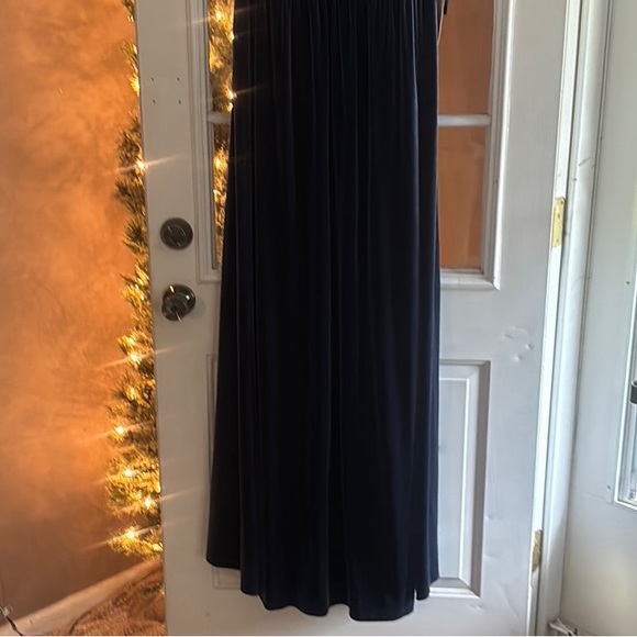 Plunge Neckline Blue and Black Maxi Dress - Picture 2 of 7